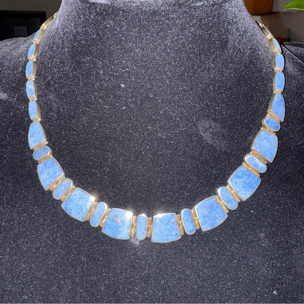 Lapis lazuli sterling silver collar necklace